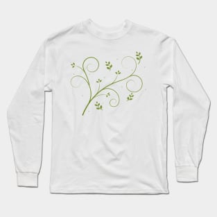 Green Leaf Design Long Sleeve T-Shirt